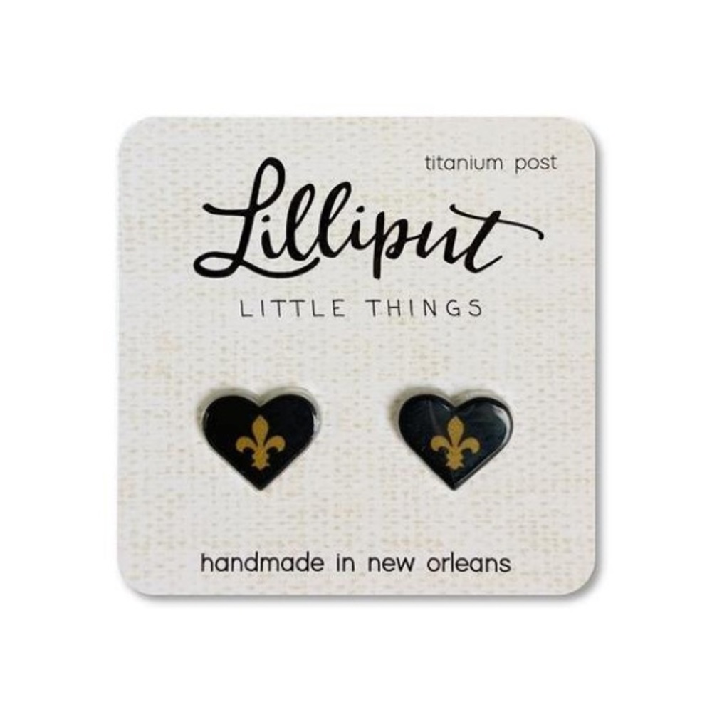 Saints Fleur de Lys Heart Earrings